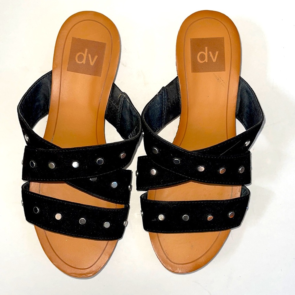 DV black studded strappy sandals with tiny heal